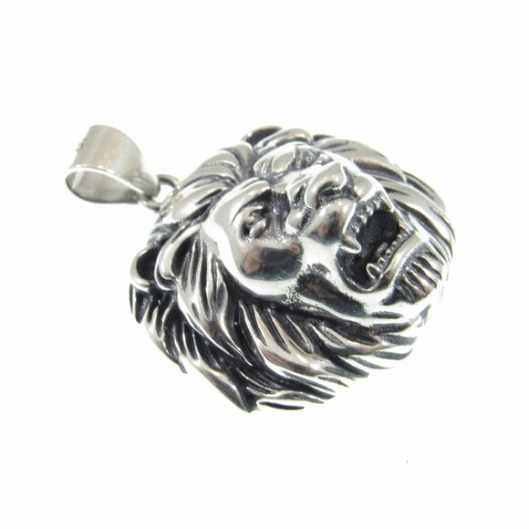 Solid 925 Sterling Silver Lion Head Face Pendant, Spirit Animal Totem Jewelry - Picture 6 of 10